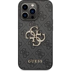 Guess PU 4G Metal Logo Zadný Kryt pre iPhone 14 Pro Max Grey