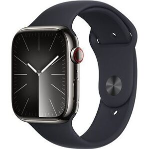 Apple Watch Series 9 45 mm Cellular Grafitovo sivý nerez s temne atramentovým remienkom – S/M