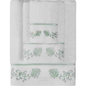 Soft Cotton Malý uterák Diara 30 × 50 cm, biely – mentolová výšivka
