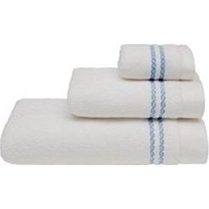 Soft Cotton Malý uterák Chaine 30 × 50 cm, biely – modrá výšivka