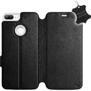 Flip puzdro na mobil Honor 9 Lite – Čierne – kožené – Black Leather