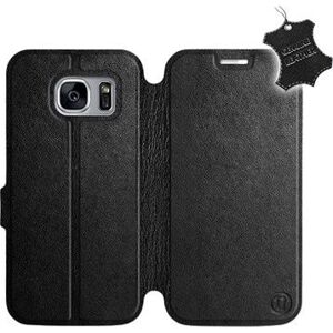 Flip puzdro na mobil Samsung Galaxy S7 Edge – Čierne – kožené – Black Leather
