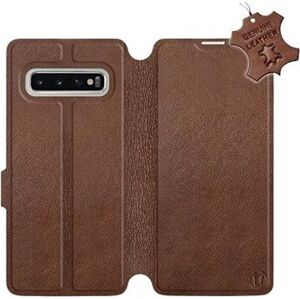 Flip puzdro na mobil Samsung Galaxy S10 – Hnedé – kožené – Brown Leather