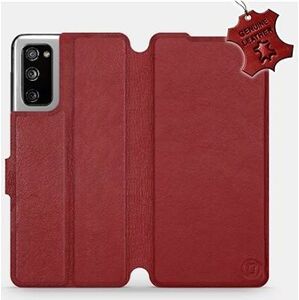 Flipové puzdro na mobil Samsung Galaxy S20 FE – Tmavo červené – kožené – Dark Red Leather
