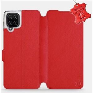 Flip pouzdro na mobil Samsung Galaxy A12 - Červené - kožené - Red Leather