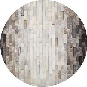 Okrúhly kožený patchworkový koberec ? 140 cm hnedý a béžový DUTLAR, 236932