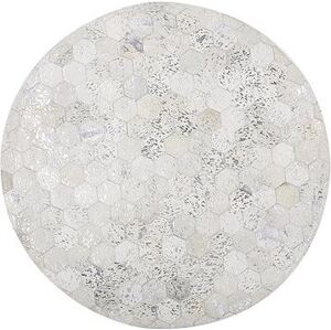 Okrúhly kožený patchworkový koberec, ? 140 cm, strieborný BOZKOY, 241928