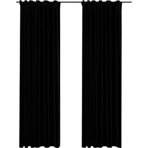 SHUMEE Zatemňovacie závesy s háčikmi vzhľad ľanu, 2 ks, 140 × 225 cm, čierne