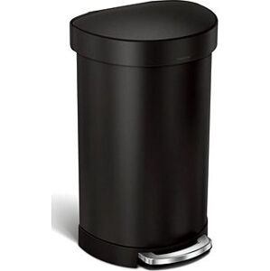 Simplehuman pedálový odpadkový kôš – 45 l, polokrúhly, matná čierna oceľ, rám na vrecká