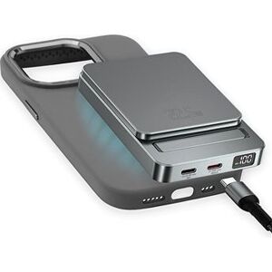 4smarts Wireless OneStyle with MagSafe compatible case for Apple iPhone 15 Plus, 5000 mAh, gray