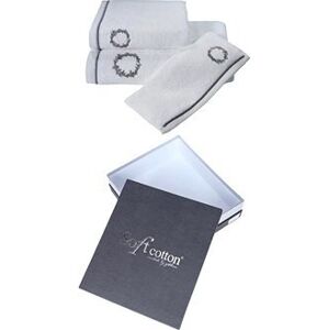 Soft Cotton – Darčeková súprava uterák a osuška Sehzade, 2 ks, bielo-strieborná výšivka