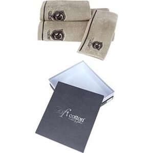 Soft Cotton – Darčekové balenie uterákov a osušky Luxury, 3 ks, béžová