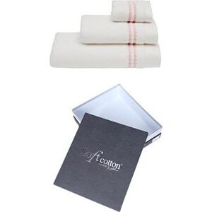 Soft Cotton – Darčeková súprava uterákov a osušky Chaine, 3 ks, bielo-ružová výšivka