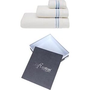 Soft Cotton – Darčeková súprava uterákov a osušky Chaine, 3 ks, bielo-modrá výšivka