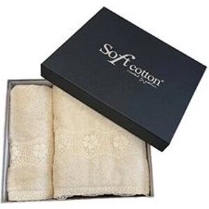 Soft Cotton darčeková súprava uteráka a osušky Stella, 2 ks, krémová
