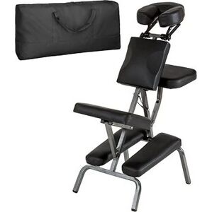 Masážna stolička zo syntetickej kože čierna