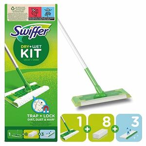 Swiffer Sweeper na podlahy Štartovacia Sada: 1 Násada, 8 ks Dry a 3 ks vlhčené obrúsky