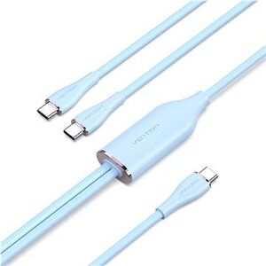 Vention USB 2.0 Type-C Male to 2 Type-C Male 5A Cable 1.5M Blue Silicone Type