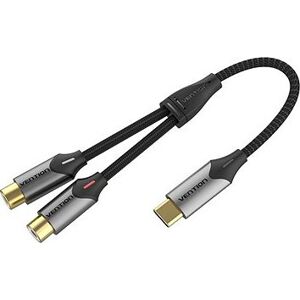 Vention USB-C Male to 2-Female RCA Cable 0,5 m Gray Aluminum Alloy Type