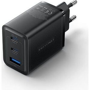 Vention 3-Port USB (C + C + A) GaN Charger (65 W/65 W/30 W) EÚ-Plug Black