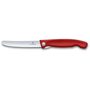 Victorinox skladací desiatový nôž Swiss Classic, červený, vlnkované ostrie 11 cm