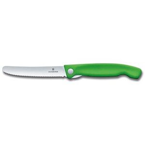 Victorinox skladací desiatový nôž Swiss Classic, zelený, vlnitá čepeľ 11 cm