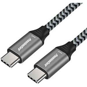 PremiumCord USB-C kábel ( USB 3.2 GEN 2, 3 A, 60 W, 20 Gbit/s) bavlnené opletenie 2 m